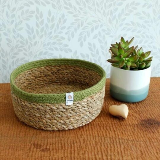 Handmade Seagrass & Jute Basket Medium