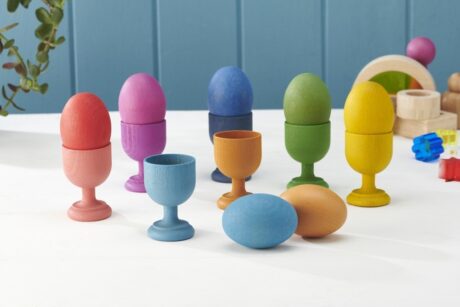 Rainbow Wooden Eggs & Egg Cups - Pk7