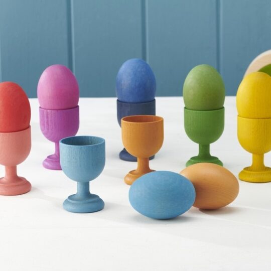 Rainbow Wooden Eggs & Egg Cups - Pk7