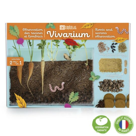 Vivarium observation of roots and earthworms