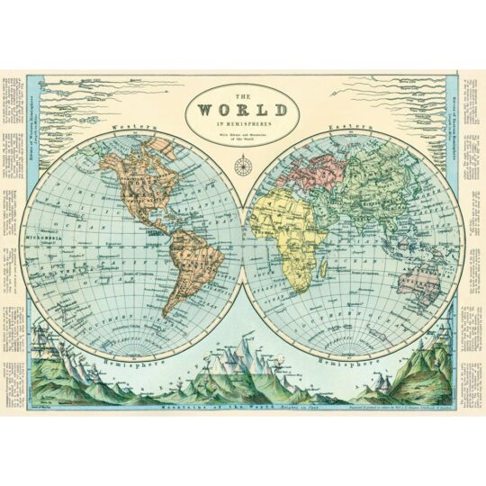 Vintage Poster - Hemispheres Map