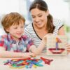 Wooden Geoboard with Puzzle Blocks and Cards