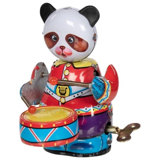 Retro Tin Panda Bear with Drum